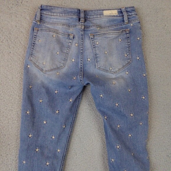 Miss Me Jeans Women's 26 Blue Mid-Rise Ankle Skinny Denim Embroidered Stars - Picture 5 of 12